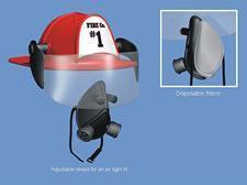 An illustration of Ron Pitak’s invention, The Pitak helmet for firefighters and miners, appears in a brochure from Advent Product Development.